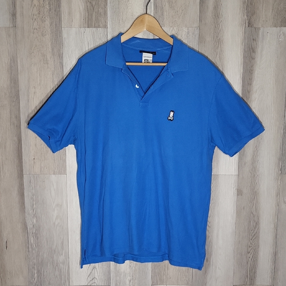 Psycho Bunny Robert Godley Mens 7 Polo Blue Pima Cotton Preppy Modern